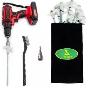 홀디아 15개 초강력 나사형 텐트 말뚝 - 13MM 헥스 드릴 어댑터 및 보관 가방이 있는 나사 스타일의 야광