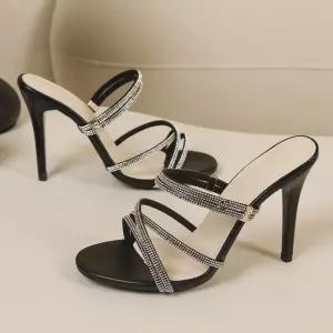 여자 웨지힐 샌들 빅사이즈 프렌치 패션 하이힐 큐빅미니멀 일자스트랩 투웨이 원픽5