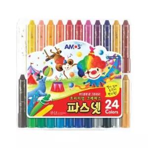 아모스 크레용 파스넷 24색 미술 그림 크레파스 색연필 유아용