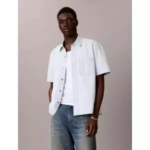 [롯데백화점]캘빈클라인 남성 CK 데님 반팔셔츠 반팔남방 라이트블루 4RF712G (4RF712G-VOL)