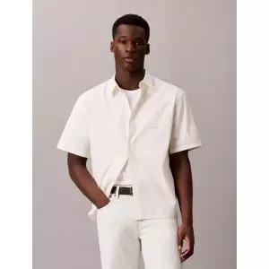 [롯데백화점]캘빈클라인 남성 CK 포플린 릴렉스핏 반팔셔츠 반팔남방 아이보리 4RG102G (4RG102G-YAS)