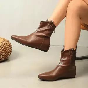 여자 웨지힐 슬림 웨지 봄가을 뒷지퍼 윙팁 부츠 앵클 원픽3