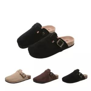 버클 슬리퍼 뮬 스웨이드 블로퍼 보스턴 여성 둥근코