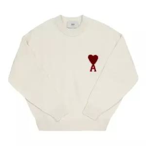 [아미] 남녀공용 아미 드 꾀흐 빅 하트 로고 인타르시아 라운드 니트(UKS838 018 154)