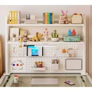 책상 고정 클립형 타공 책꽂이 흰색 책장 전면 철제