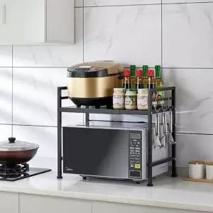 전자렌지 선반 2단 수납 렌지대 렌지다이 밭솥 오븐 전자레인지 렉 거치대 수납장 보관 넓이조절