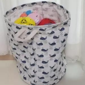 ( )고래 1개 접이식 내부 방수 바구니 오픈형 주머니 수납함 정리함 빨래 세탁물 인형 보관
