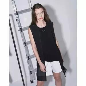 [하프클럽/올리비아로렌]폴리 조젯 집업 베스트_VOCQC5M5121