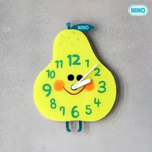 니노타임 무소음 동물 캐릭터 서양배 키즈 벽시계 아크릴 대