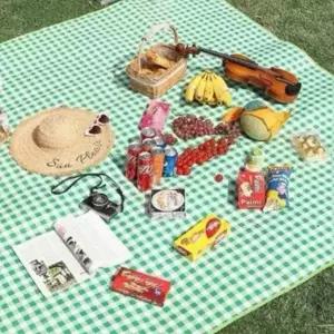 ( )피크닉매트 그린체크 100x150 야외용돗자리 방수매트 방수피크닉매트 캠핑매트 돗자리가방