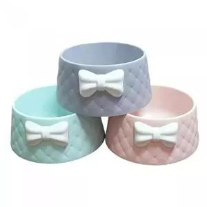 [셀러허브 생활리빙]강아지 고양이 애견 리본 퀼팅 식기 물그릇 밥그릇 (8948121A)