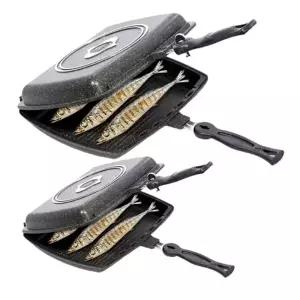 양면 직화팬 직화구이 양면마블코팅 양면팬 생선 후라이팬 양면 구이팬