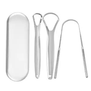 성인 및 를위한 프리미엄 1pcs/3pcs 금속 혀 스크레이퍼 클리너 제거를위한 휴대용 스테인레스 스틸 브러쉬