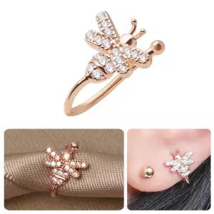 여자이어커프 큐빅 벌 로즈골드 링 귀찌 이어커프 14KGP