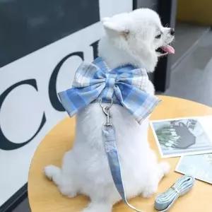 강아지체크하네스 고양이 애견 산책 리본하네스_XS (9596097A)