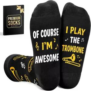 VICRAZY 트롬본 선물 - 남성을 위한 독특한 양말 트롬본과 음악 애호가를 멋진 크리스마스 뮤지션 액세서리