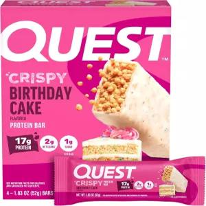 퀘스트 뉴트리션 크리스피 생일 케이크 프로틴 바 단백질 17g 설탕 1g 순 탄수화물 2g 텐 프리 스낵 케토