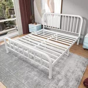 저상형 모던 북유럽 철제 프레임 침대프레임 원룸-화이트/1500mmx2000mm 조립식