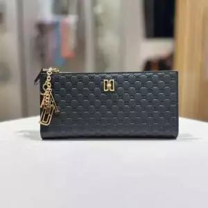 닥스 DCWA5F528BK 25FWLOUIS DD 블랙 로고패턴 소가죽 슬림 2단 장지갑