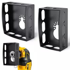 2 PCS 건식 벽체 출구 커터 도구 - 사각 슬롯 단일 갱 월 박스 벽체용 스테인리스 스틸 전기 커터(블랙)에