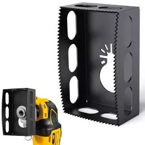 1 PCS 건식 벽체 출구 커터 도구 - 사각 슬롯 단일 갱 월 박스 벽체용 스테인리스 스틸 전기 커터(블랙)에