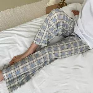 여성 체크 잠옷 하의 파자마 홈웨어 긴 바지 소라