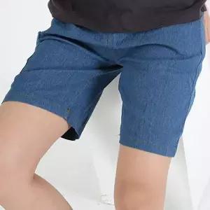 [하프클럽/다잇템_패션]여자 하프 숏데님 H라인 SS 고무줄 청반바지