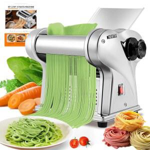 NEWTRY 전기 파스타 메이커 누들 메이커 파스타 만들기 기계 반죽 롤러 커터 두께 조절 가능한 스테인리스 스틸 US 110V 가정용 2날 타입