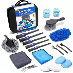 COOGEO 21PCS 자동차 디테일링 키트 브러시가 포함된 완벽한 청소 젤이 세차 워시 미트 남성용 케어 선물
