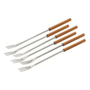 쿤 리콘 치즈 퐁듀 포크 체리 우드 세트 6 실버/우드 색상