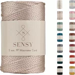 센시 프리미엄 5mm 104야드 폴리에스터 로프 100 폴로필렌 코드 마크라메 크로셰 백 실 선물 (라떼)