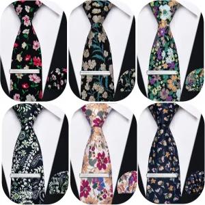 배리.왕 남성 6 PCS 타이 실크 스트라이프 페이즐리 체크 플로럴 넥타이 직조 웨딩 비즈니스 파티 3.34
