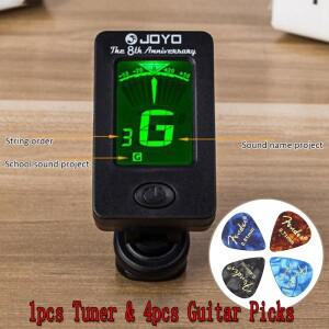 클립온 기타 튜너 모든 악기 우쿨렐레 베이스 만돌린 바이올린 밴조용 LCD 디스플레이 포함 튜너 1개 픽 4