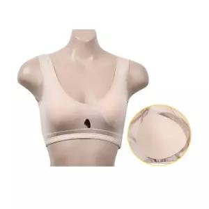 패드포켓 트임홀 여성 스포츠브라 베이지 속옷