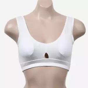 패드포켓 트임홀 여성 스포츠브라 화이트 속옷