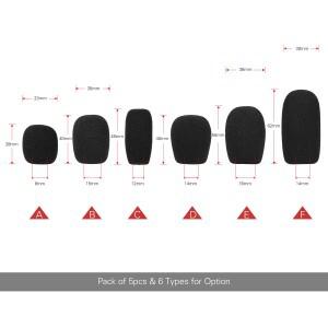 5pcs 미니 마이크 윈드스크린 옷깃 헤드셋 용 폼 커버 블랙 색상 악기 액세서리
