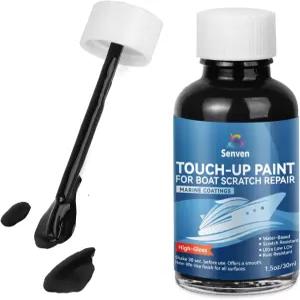 SENVEN 보트 페인트 블랙 터치업 펜 고광택 스크래치 수리 목재 유리섬유 알루미늄 금속 수성 30ML용 해양