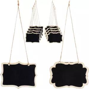 10개의 칠판 디캔터 태그 나무 미니 결혼식 파티 와인 병 테이블 번호 식물을 위한 매달린 끈이 있는 양면