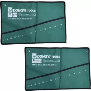 드라크라 2팩 렌치 롤업 파우치 세트 롤 오거나이저 14 포켓 슬롯 캔버스 도구 가방 롤링 라쳇 조합 8mm ~