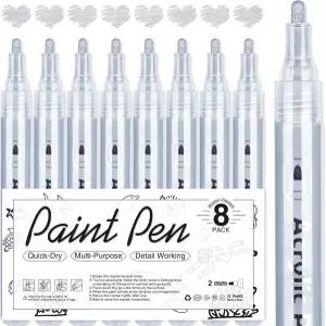 아카루드 실버 아크릴 페인트 마커 암벽화 나무 돌 유리 세라믹 종이 드로잉 아트 프로젝트 DIY 공예 수성