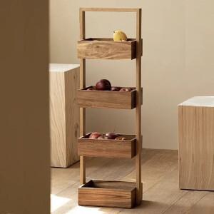 나무 4 단 수건 선반 다층 주방 욕실 보관 간식 과일 야채 바구니