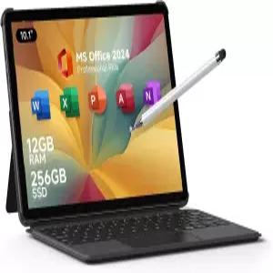 EYY 10.1인치 2인치 태블릿/노트북 컴퓨터 12GB RAM+256GB SSD 스타일러스 및 키보드가 탑재된 11개의