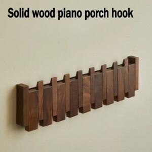 천연 나무 벽걸이 피아노 코트 랙 현관 벽 아트 후크 옷장 주방 침실