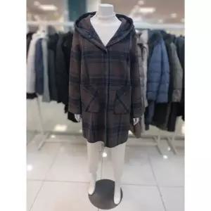 아르테 세이브존07 여성 울 혼방 체크 후드넥 롱 코트 DNDPHH660