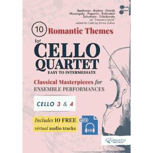 첼로 사중주를 위한 10가지 낭만적인 첼로 3부와 걸작 주제 부품) 앙상블 무료 중급 4부, 첼로 위한 주제 사중주를 위한 포함: 연주를 트랙 - 및 악보 클래식 - 쉬운 ... 오디오