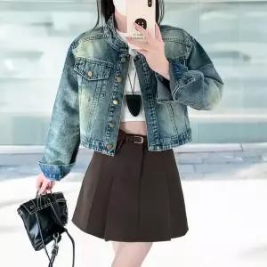 [디작소]여성 봄 빈티지 블루 데님 재킷 차이나카라 숏 (33505546)