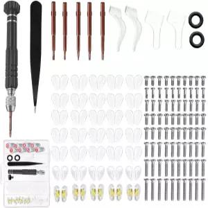 KJSHENDI 마그네틱 안경 수리 키트 나사 남성 후크 패드 세트 미끄럼 코 교체 여행용 및 실리콘 여성