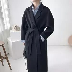 [셀러허브 패션]오버핏 벨티드 롱 핸드메이드 코트 겨울 코디 룩 (11642575A)