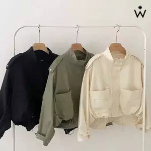 위시드 [하프클럽/간절기 심플 집업 스트링 야상 자켓 (WIAAJK035) 687084