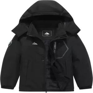 QUCOOM 남아용 방수 스키 재킷 겨울 따뜻하고 방풍 후드 코트